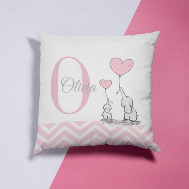 Oreiller personnalisé éléphant rose pastel pour bé (Créateur téléchargé)