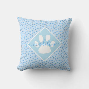 Oreiller personnalisé empreinte de patte bleue