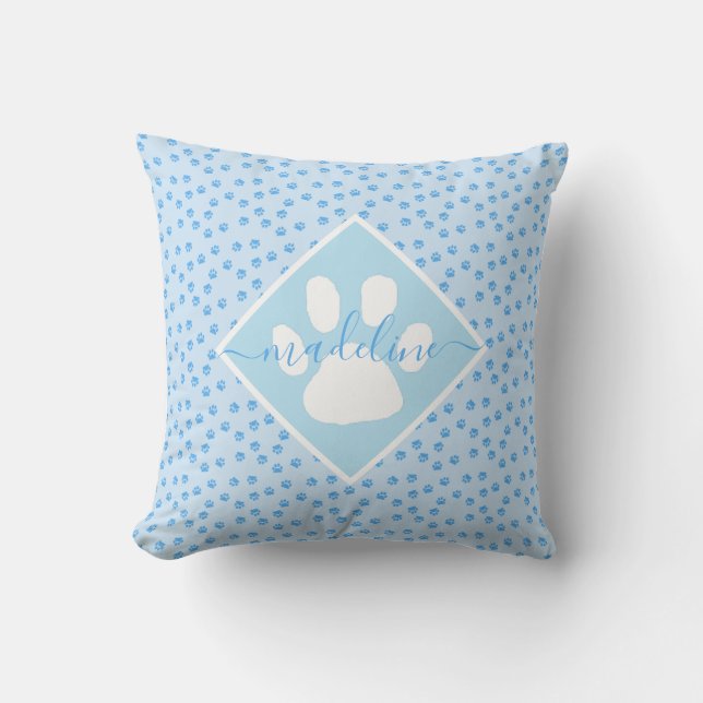 Oreiller personnalisé empreinte de patte bleue (Recto)