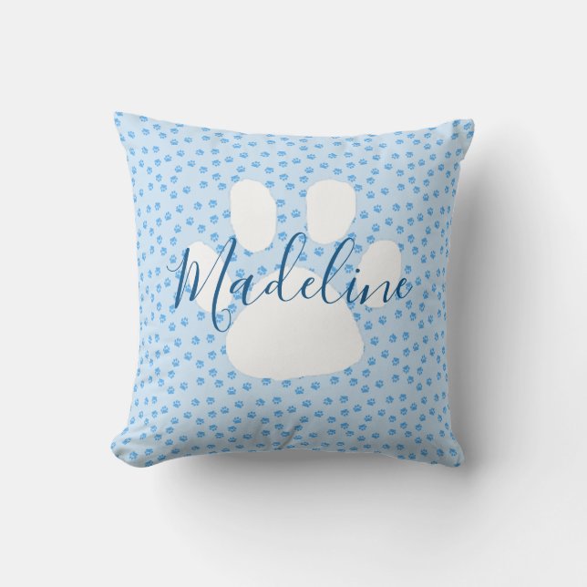 Oreiller personnalisé empreinte de patte bleue (Recto)