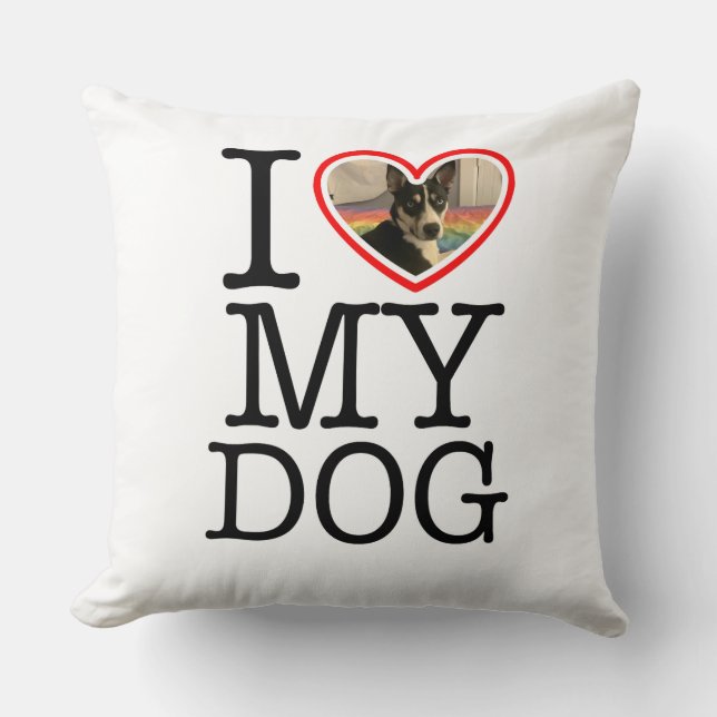 Oreiller personnalisé 'J'aime mon chien' (Recto)