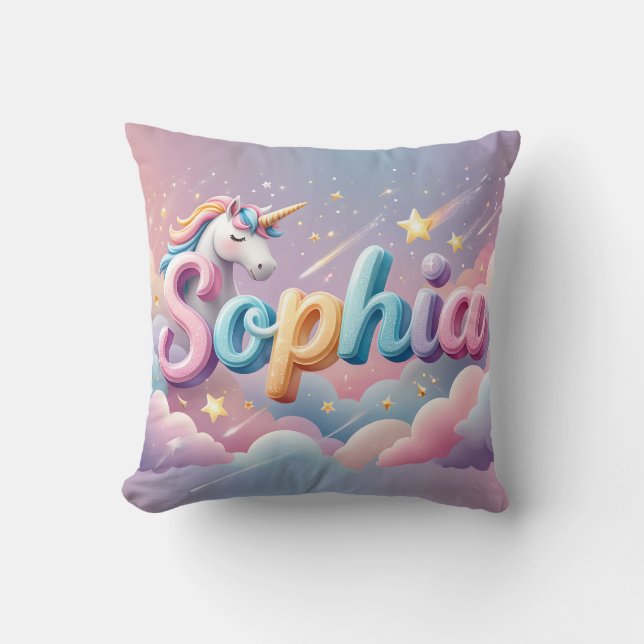 Oreiller personnalisé Licorne Pastel (Recto)