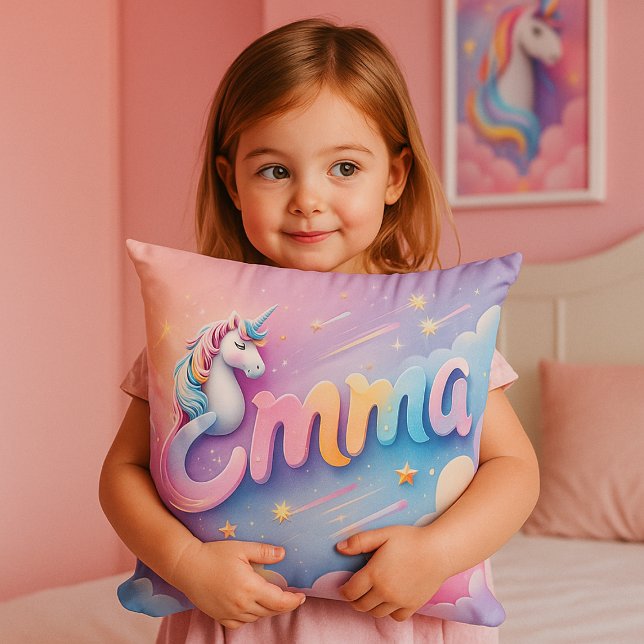 Oreiller personnalisé Licorne Pastel (Créateur téléchargé)