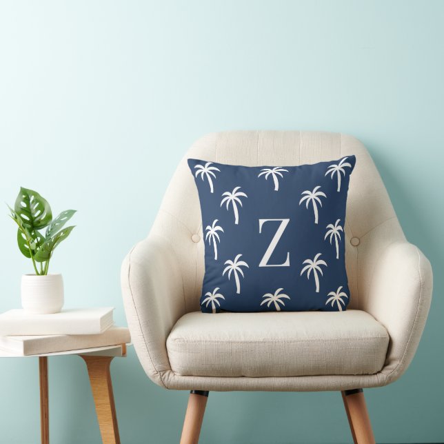 Oreiller personnalisé monogramme palmier de la mar (Chaise)