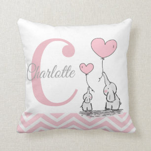 Oreiller personnalisé pour bébé fille éléphant ros