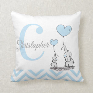Oreiller personnalisé pour bébé garçon éléphant bl