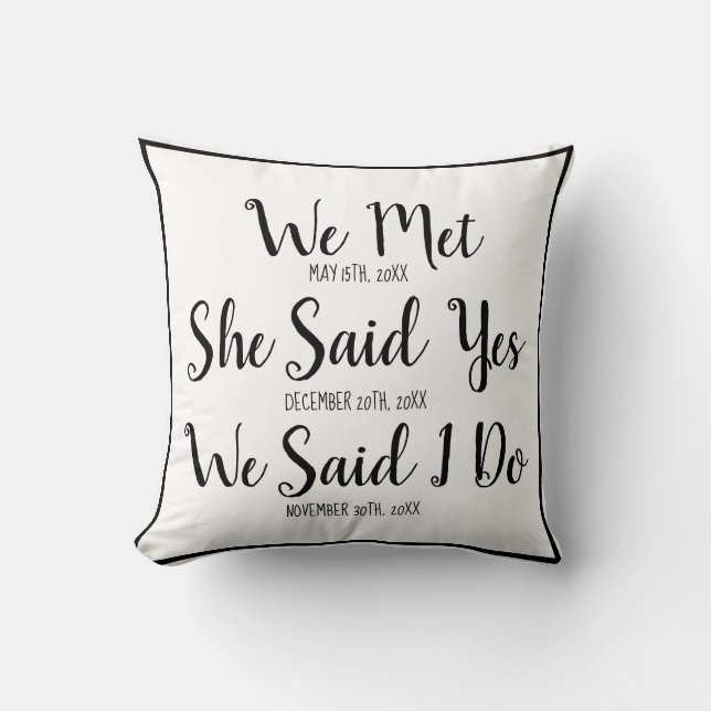 Oreiller personnalisé pour cadeau de mariage pour  (Recto)