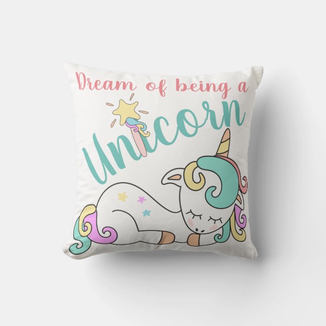 Oreiller personnalisé Rêve de Licorne (Recto)