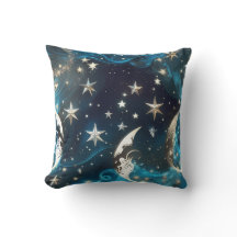 Oreiller Phases Lunaires Célestes Bleu Glacé