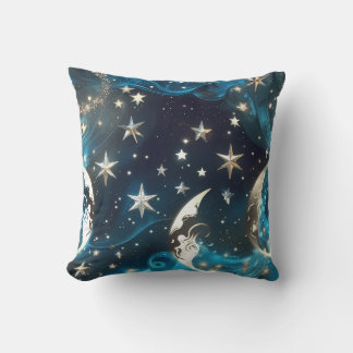 Oreiller Phases Lunaires Célestes Bleu Glacé