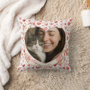 Oreiller photo coeur de chat personnalisé Amoure