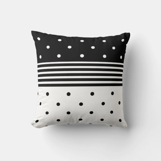 Oreiller Pointe Noir & Blanc Moderne (Recto)