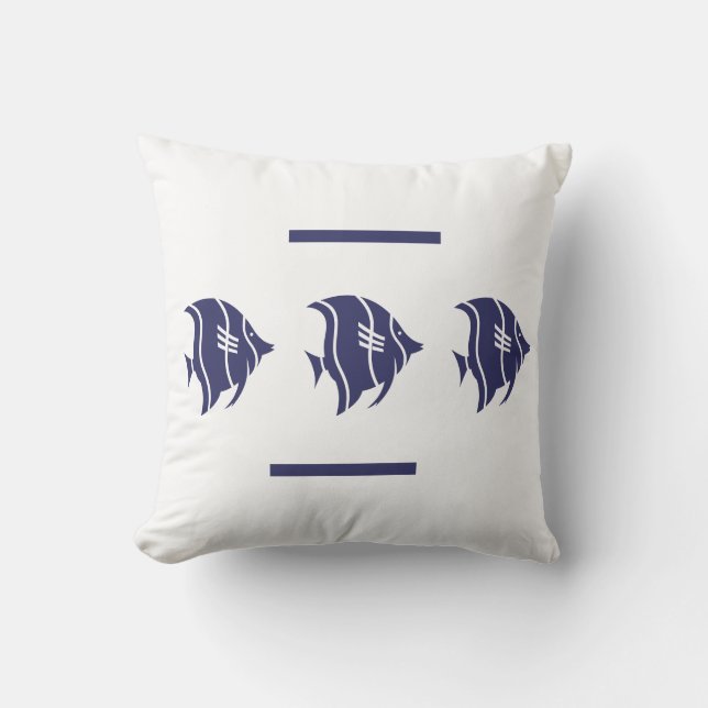 oreiller poisson marine sur fond blanc décoration  (Recto)