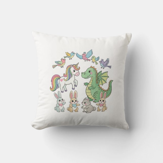Oreiller pour enfants Licorne & Dragon Fantasy (Recto)