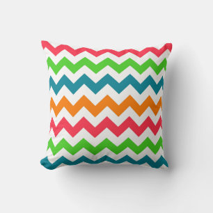 Oreiller rayé à chevrons tropicaux en zigzag