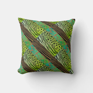 Oreiller rayé zèbre patchwork d'animal rustique