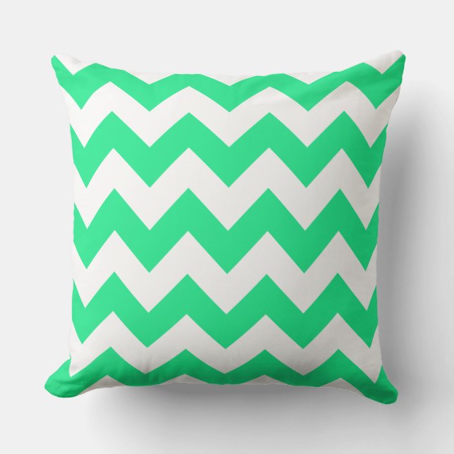 Oreiller rayé Zig Zag Vert de Printemps (Recto)