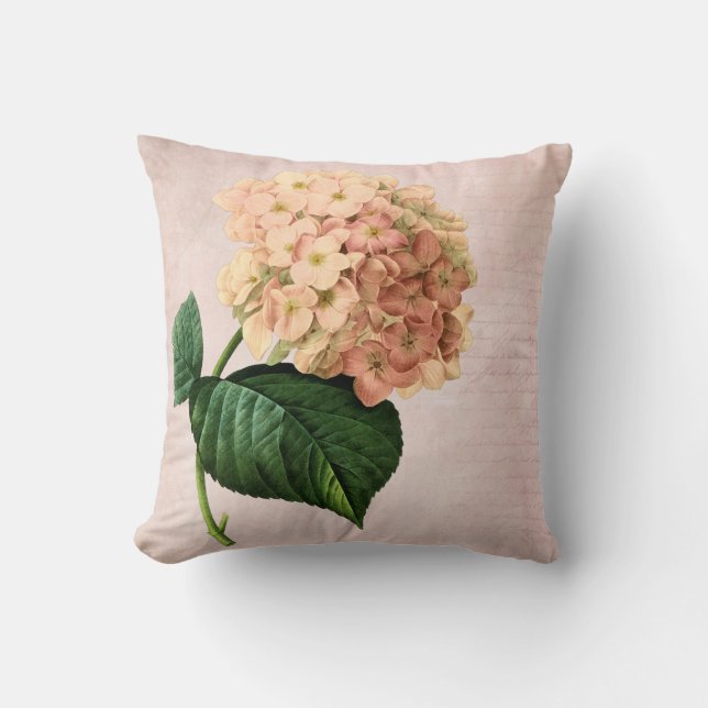 Oreiller Redoute Hydrangea pêche (Recto)