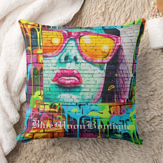 Oreiller rond Glamour Girl Graffiti (Couverture)