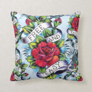 Oreiller rose - et - de tatouage americana facile