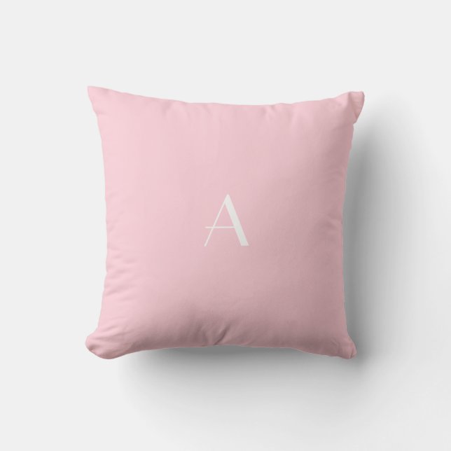 Oreiller rose pastel avec Monogramme blanc (Recto)