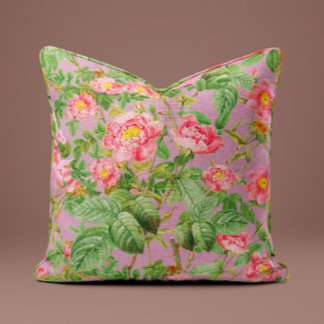 Oreiller Rose Pivoine Rose Vintage en Lilas Rose P