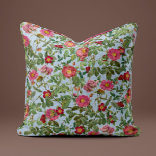 Oreiller Rose Rose Vintage en Bleu Ciel Doux
