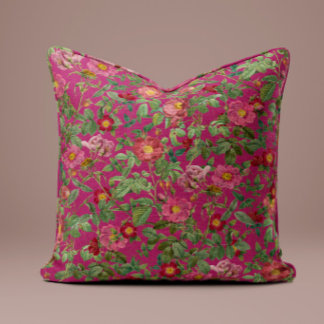 Oreiller Rose Rose Vintage en Fuchsia Gras