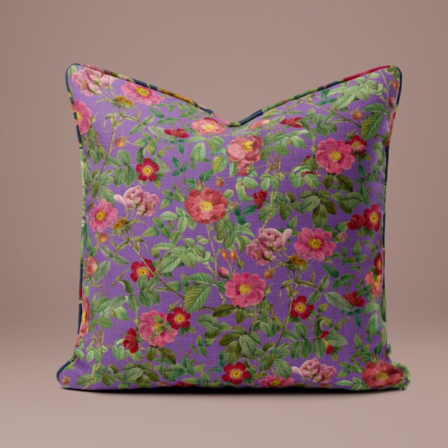 Oreiller Rose Rose Vintage en Lavande Violet (Créateur téléchargé)