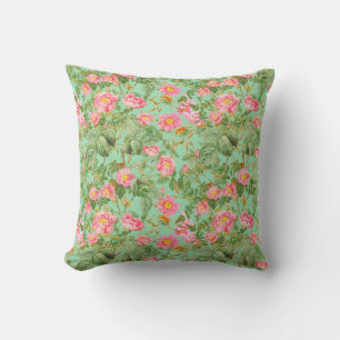 Oreiller Rose Rose Vintage en Mint Aqua