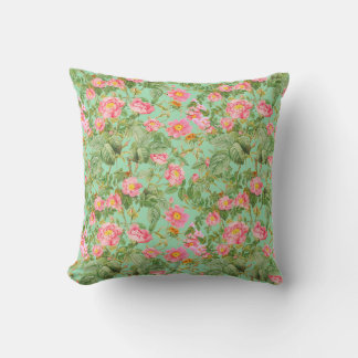 Oreiller Rose Rose Vintage en Mint Aqua
