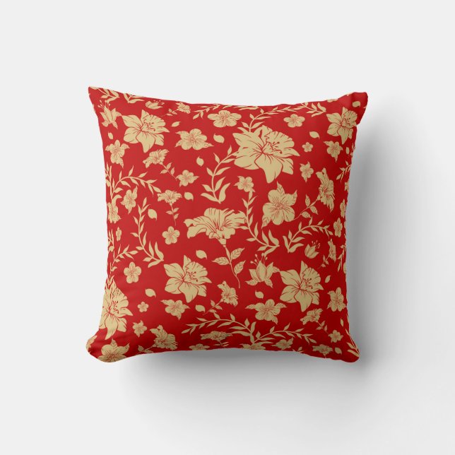 Oreiller Rouge Avec Accents Dorés (Recto)
