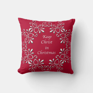 Oreiller rouge et blanc « Gardez le Christ dans No
