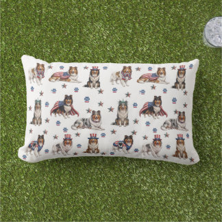 Oreiller Rough Collie Patriotique
