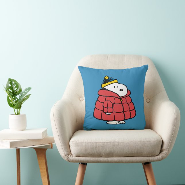 Oreiller Snoopy Hiver en Manteau Bouffant (Chaise)