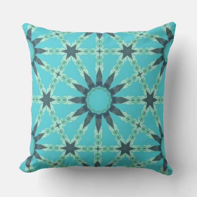 Oreiller Soleil Géométrique Bleu Turquoise (Recto)