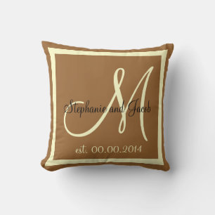 Oreiller souvenir de mariage Brun et Crème d'Autom