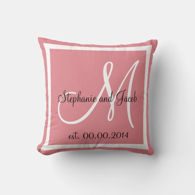 Oreiller souvenir de mariage Rose Poussiéreuse (Recto)