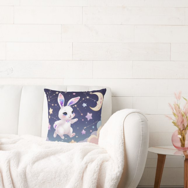 Oreiller Star Bunny – Lapin Galaxie Pastel (Canapé)