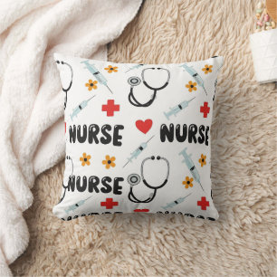 Oreiller Thème Vie d'Infirmière Blanc Motif Sans C
