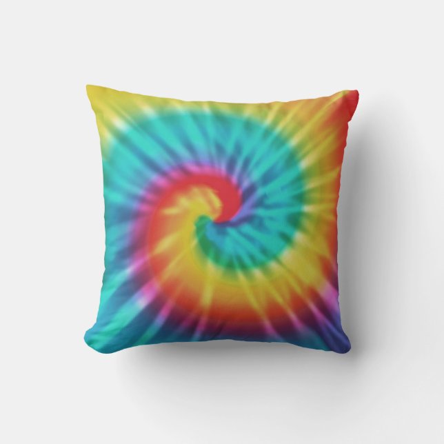 Oreiller Tie Dye Arc-en-ciel (Recto)