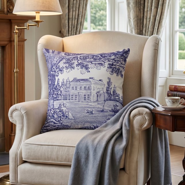 Oreiller Toile Bleue de Style Campagnard Français  (Créateur téléchargé)