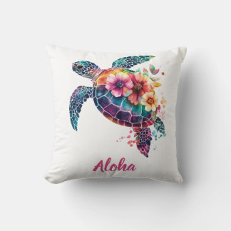 Oreiller Tortue de Mer Aloha – Décoration Côtière 