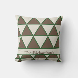 Oreiller Triangle Moderne Vert Sauge et Taupe Pers