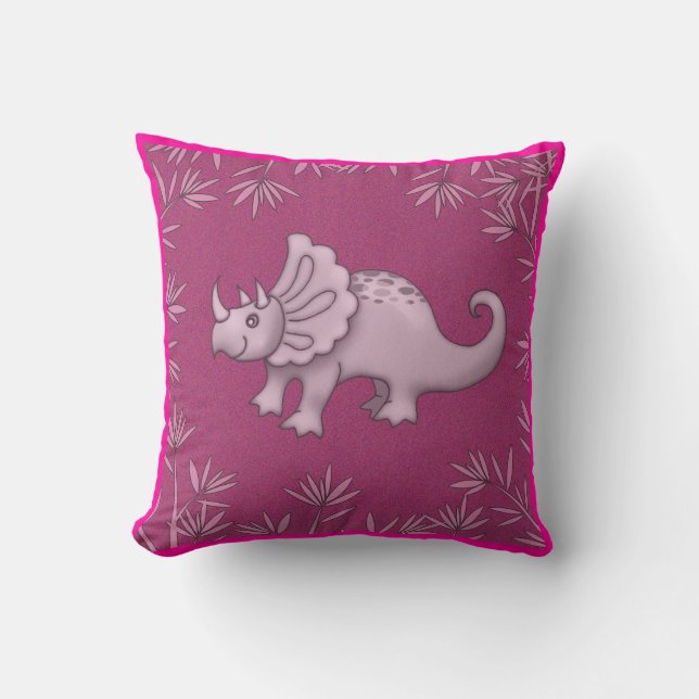 Oreiller Triceratops Rose Mignon Pour Enfants (Recto)