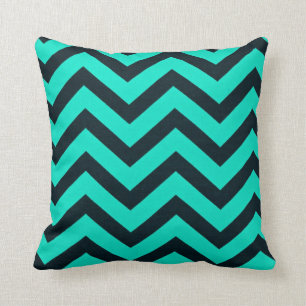 Oreiller turquoise et noir de chevron