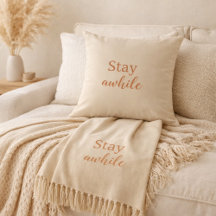 Oreiller typographie terracotta sable chaud Restez