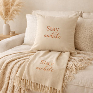 Oreiller typographie terracotta sable chaud Restez