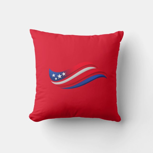 Oreiller USA Stars & Stripes Wave | Rouge Blanc (Recto)