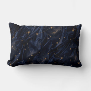 Oreiller Velours Galaxie Soie Bleu Nuit Étoilée